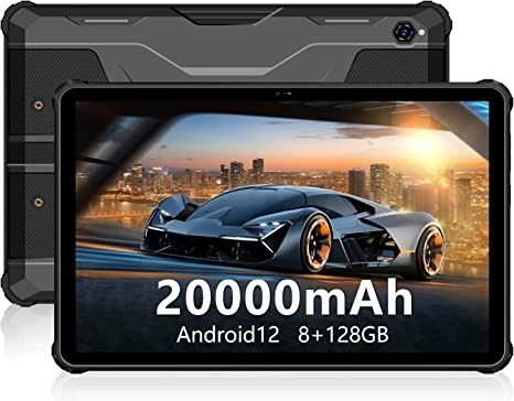 Rugged Android Tablet,OUKITEL RT2 20000mAh Rugged Tablet 10 inch Android 12 Tablet 8GB+128GB Tablet IP68,IP69K Waterproof Tablet 16MP+16MP Camera Octa-core Smart Tbalet 4G Dual SIM WiFi GPS OTG