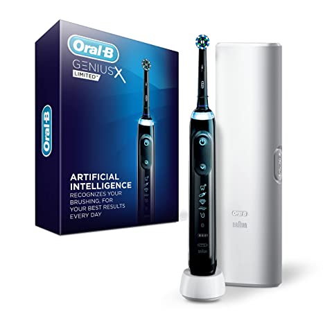 Oral-B Genius X Limited, Electric Toothbrush with Artificial Intelligence, 1 Replacement Brush Head, 1 Travel Case, Midnight Black