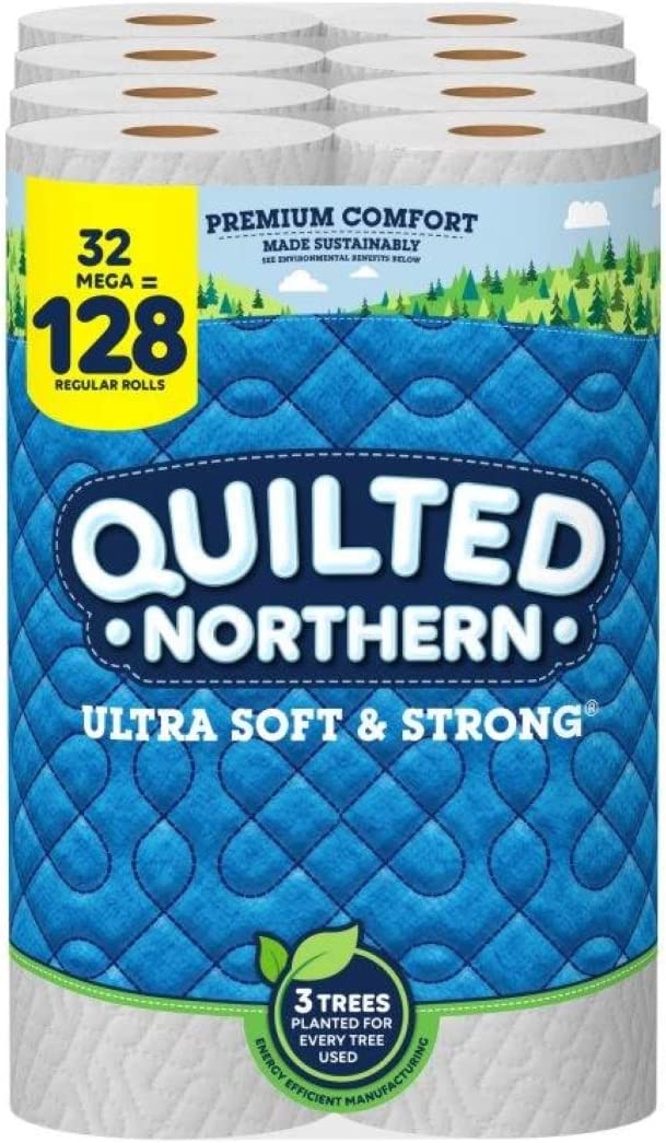 Quilted Northern Ultra Soft & Strong® Toilet Paper, 32 Mega Rolls = 128 Regular Rolls, 2-ply Bath Tissue