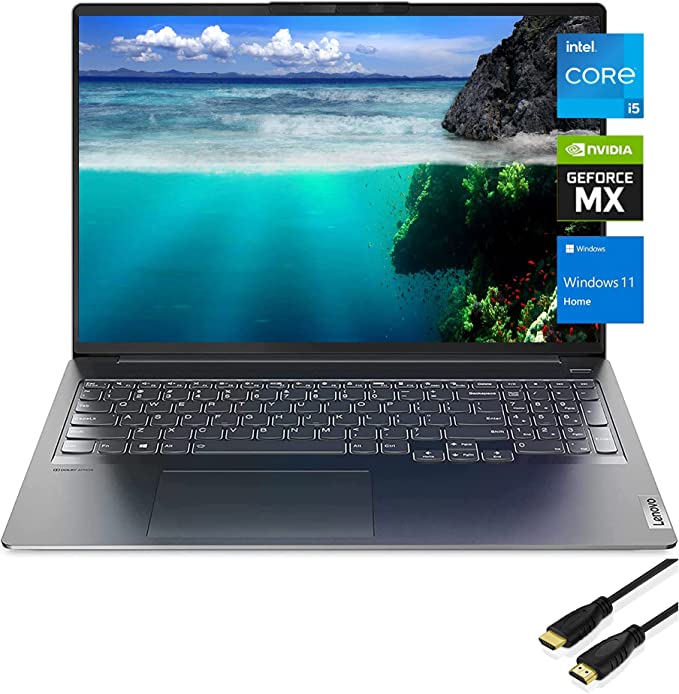 Lenovo Ideapad 5i Pro 16 inch Laptop, 2.5K QHD(2560 x 1440) IPS Display, 11th Gen Intel Core i5-11300H(Beats i7-10710U),8GB RAM, 512GB SSD, NVIDIA GeForce MX450, Backlit KB, IR Camera, Windows 11 Home