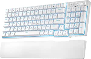 RK ROYAL KLUDGE RK96 90% Triple Mode BT5.0/2.4G/USB-C Hot Swappable Mechanical Keyboard with Magnetic Hand Rest, 96 Keys Wireless Bluetooth Gaming Keyboard with Software, Blue Backlight, Red Switch