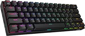 Redragon K530 Pro Draconic 60% Wireless RGB Mechanical Keyboard, Bluetooth/2.4Ghz/Wired 3-Mode 61 Keys Compact Gaming Keyboard w/100% Hot-Swap Socket, Free-Mod Plate Mounted PCB & Clicky Blue Switch