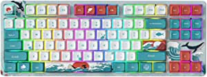 COSTOM XVX M87 TKL Mechanical Keyboard, Hot Swappable Wireless Gaming Keyboard 87 Keys, RGB Backlit Custom Keyboard Onboard Memory for Windows Mac PC Gamer (Coral Sea, Gateron Red Switch)