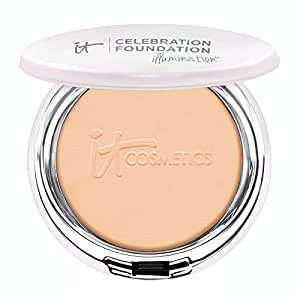 IT Cosmetics Celebration Foundation Illumination , Full-Coverage , Anti-Aging Powder Foundation - Blurs Pores , Wrinkles & Imperfections - 0 . 3 Oz Compact Medium (Warm Undertone)