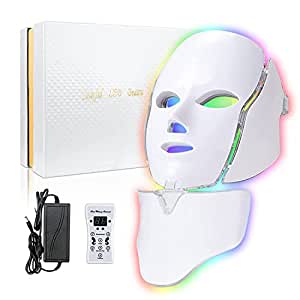 LOUDYKACA Led Face Mask Light Therapy 7 Color Led Light Therapy Facial Mask Blue Red Light Therapy for Face Acne Reduction Skin Care Mask