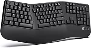 uhuru Wireless Ergonomic Keyboard, UEKM-30 Wireless Ergo Split Keyboard with Wrist Rest, Natural Typing, 12 Shortcuts, Compatible with Windows Mac Chrome (Batteries Included)