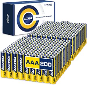 Allmax AAA Maximum Power Alkaline Triple A Batteries (200 Count Bulk Pack) – Ultra Long-Lasting, 10-Year Shelf Life, Leakproof Design, 1.5V